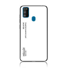 Carcasa Bumper Funda Silicona Espejo Gradiente Arco iris LS1 para Samsung Galaxy M21 Blanco