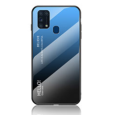 Carcasa Bumper Funda Silicona Espejo Gradiente Arco iris LS1 para Samsung Galaxy M21s Azul