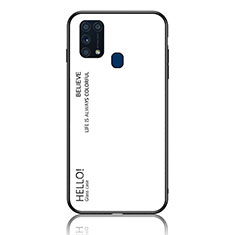 Carcasa Bumper Funda Silicona Espejo Gradiente Arco iris LS1 para Samsung Galaxy M21s Blanco