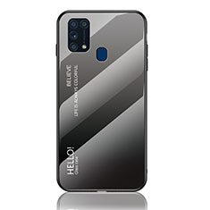 Carcasa Bumper Funda Silicona Espejo Gradiente Arco iris LS1 para Samsung Galaxy M21s Gris Oscuro