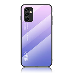 Carcasa Bumper Funda Silicona Espejo Gradiente Arco iris LS1 para Samsung Galaxy M23 5G Purpura Claro