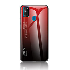 Carcasa Bumper Funda Silicona Espejo Gradiente Arco iris LS1 para Samsung Galaxy M30s Rojo