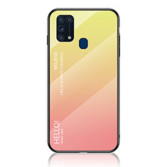 Carcasa Bumper Funda Silicona Espejo Gradiente Arco iris LS1 para Samsung Galaxy M31 Amarillo