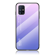 Carcasa Bumper Funda Silicona Espejo Gradiente Arco iris LS1 para Samsung Galaxy M31s Purpura Claro