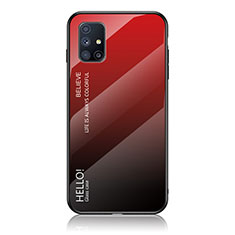 Carcasa Bumper Funda Silicona Espejo Gradiente Arco iris LS1 para Samsung Galaxy M31s Rojo