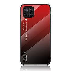 Carcasa Bumper Funda Silicona Espejo Gradiente Arco iris LS1 para Samsung Galaxy M32 4G Rojo