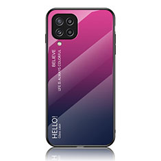 Carcasa Bumper Funda Silicona Espejo Gradiente Arco iris LS1 para Samsung Galaxy M32 4G Rosa Roja