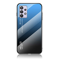 Carcasa Bumper Funda Silicona Espejo Gradiente Arco iris LS1 para Samsung Galaxy M32 5G Azul