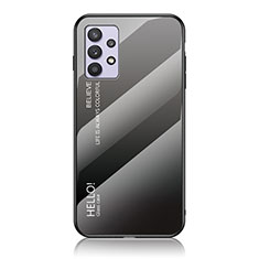 Carcasa Bumper Funda Silicona Espejo Gradiente Arco iris LS1 para Samsung Galaxy M32 5G Gris Oscuro