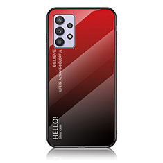 Carcasa Bumper Funda Silicona Espejo Gradiente Arco iris LS1 para Samsung Galaxy M32 5G Rojo