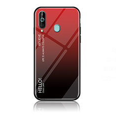 Carcasa Bumper Funda Silicona Espejo Gradiente Arco iris LS1 para Samsung Galaxy M40 Rojo