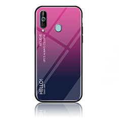 Carcasa Bumper Funda Silicona Espejo Gradiente Arco iris LS1 para Samsung Galaxy M40 Rosa Roja