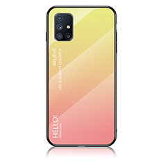Carcasa Bumper Funda Silicona Espejo Gradiente Arco iris LS1 para Samsung Galaxy M51 Amarillo