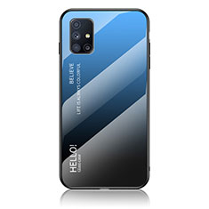 Carcasa Bumper Funda Silicona Espejo Gradiente Arco iris LS1 para Samsung Galaxy M51 Azul