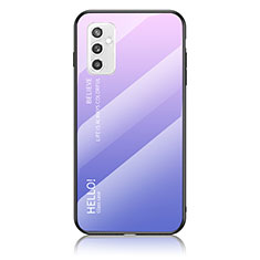 Carcasa Bumper Funda Silicona Espejo Gradiente Arco iris LS1 para Samsung Galaxy M52 5G Purpura Claro