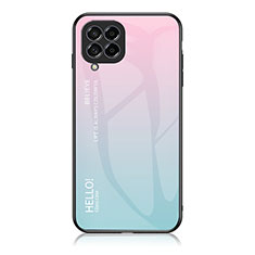 Carcasa Bumper Funda Silicona Espejo Gradiente Arco iris LS1 para Samsung Galaxy M53 5G Cian