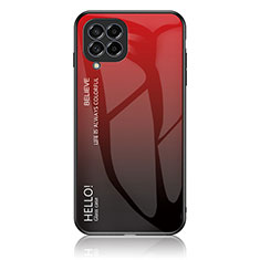 Carcasa Bumper Funda Silicona Espejo Gradiente Arco iris LS1 para Samsung Galaxy M53 5G Rojo