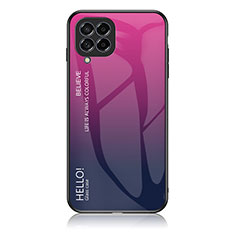 Carcasa Bumper Funda Silicona Espejo Gradiente Arco iris LS1 para Samsung Galaxy M53 5G Rosa Roja