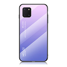 Carcasa Bumper Funda Silicona Espejo Gradiente Arco iris LS1 para Samsung Galaxy M60s Purpura Claro