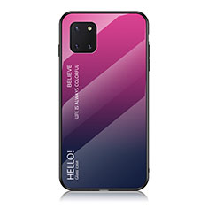 Carcasa Bumper Funda Silicona Espejo Gradiente Arco iris LS1 para Samsung Galaxy Note 10 Lite Rosa Roja