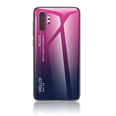 Carcasa Bumper Funda Silicona Espejo Gradiente Arco iris LS1 para Samsung Galaxy Note 10 Plus 5G Rosa Roja