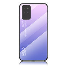 Carcasa Bumper Funda Silicona Espejo Gradiente Arco iris LS1 para Samsung Galaxy Note 20 5G Purpura Claro