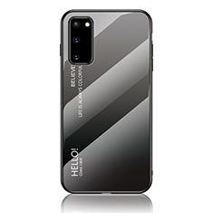 Carcasa Bumper Funda Silicona Espejo Gradiente Arco iris LS1 para Samsung Galaxy S20 5G Gris Oscuro