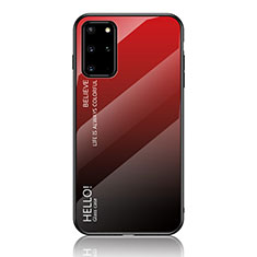 Carcasa Bumper Funda Silicona Espejo Gradiente Arco iris LS1 para Samsung Galaxy S20 Plus 5G Rojo