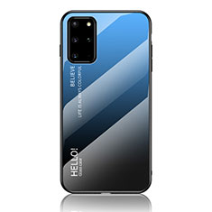 Carcasa Bumper Funda Silicona Espejo Gradiente Arco iris LS1 para Samsung Galaxy S20 Plus Azul