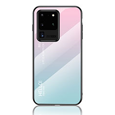 Carcasa Bumper Funda Silicona Espejo Gradiente Arco iris LS1 para Samsung Galaxy S20 Ultra Cian