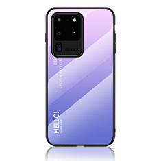 Carcasa Bumper Funda Silicona Espejo Gradiente Arco iris LS1 para Samsung Galaxy S20 Ultra Purpura Claro