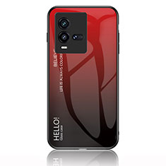 Carcasa Bumper Funda Silicona Espejo Gradiente Arco iris LS1 para Vivo iQOO 10 5G Rojo