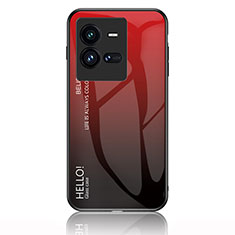 Carcasa Bumper Funda Silicona Espejo Gradiente Arco iris LS1 para Vivo iQOO 10 Pro 5G Rojo