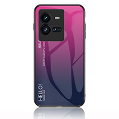 Carcasa Bumper Funda Silicona Espejo Gradiente Arco iris LS1 para Vivo iQOO 10 Pro 5G Rosa Roja