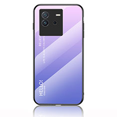 Carcasa Bumper Funda Silicona Espejo Gradiente Arco iris LS1 para Vivo iQOO Neo6 5G Purpura Claro