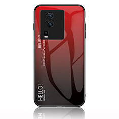 Carcasa Bumper Funda Silicona Espejo Gradiente Arco iris LS1 para Vivo iQOO Neo7 5G Rojo
