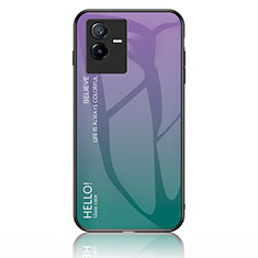 Carcasa Bumper Funda Silicona Espejo Gradiente Arco iris LS1 para Vivo iQOO Z6x Multicolor