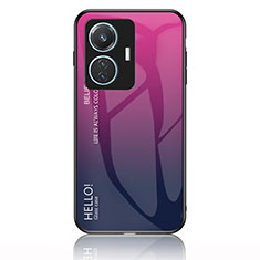 Carcasa Bumper Funda Silicona Espejo Gradiente Arco iris LS1 para Vivo T1 4G Rosa Roja
