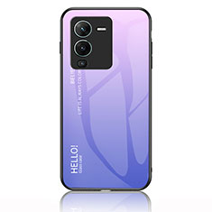 Carcasa Bumper Funda Silicona Espejo Gradiente Arco iris LS1 para Vivo V25 Pro 5G Purpura Claro