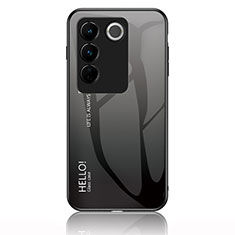 Carcasa Bumper Funda Silicona Espejo Gradiente Arco iris LS1 para Vivo V27 Pro 5G Gris Oscuro