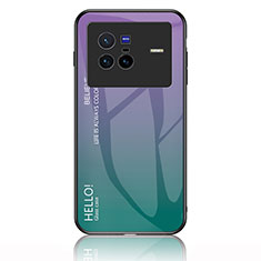 Carcasa Bumper Funda Silicona Espejo Gradiente Arco iris LS1 para Vivo X80 5G Multicolor