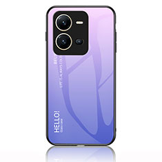 Carcasa Bumper Funda Silicona Espejo Gradiente Arco iris LS1 para Vivo X80 Lite 5G Purpura Claro