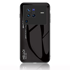 Carcasa Bumper Funda Silicona Espejo Gradiente Arco iris LS1 para Vivo X80 Pro 5G Negro