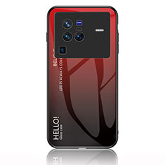 Carcasa Bumper Funda Silicona Espejo Gradiente Arco iris LS1 para Vivo X80 Pro 5G Rojo
