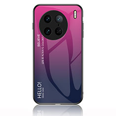 Carcasa Bumper Funda Silicona Espejo Gradiente Arco iris LS1 para Vivo X90 5G Rosa Roja