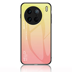 Carcasa Bumper Funda Silicona Espejo Gradiente Arco iris LS1 para Vivo X90 Pro 5G Amarillo