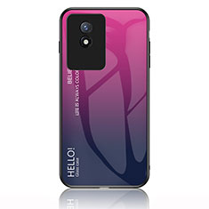 Carcasa Bumper Funda Silicona Espejo Gradiente Arco iris LS1 para Vivo Y02t Rosa Roja