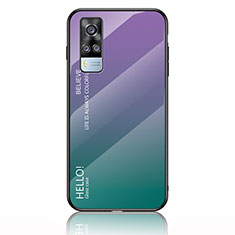 Carcasa Bumper Funda Silicona Espejo Gradiente Arco iris LS1 para Vivo Y51 (2021) Multicolor