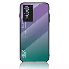 Carcasa Bumper Funda Silicona Espejo Gradiente Arco iris LS1 para Vivo Y76 5G Multicolor