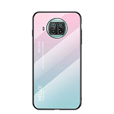 Carcasa Bumper Funda Silicona Espejo Gradiente Arco iris LS1 para Xiaomi Mi 10i 5G Cian